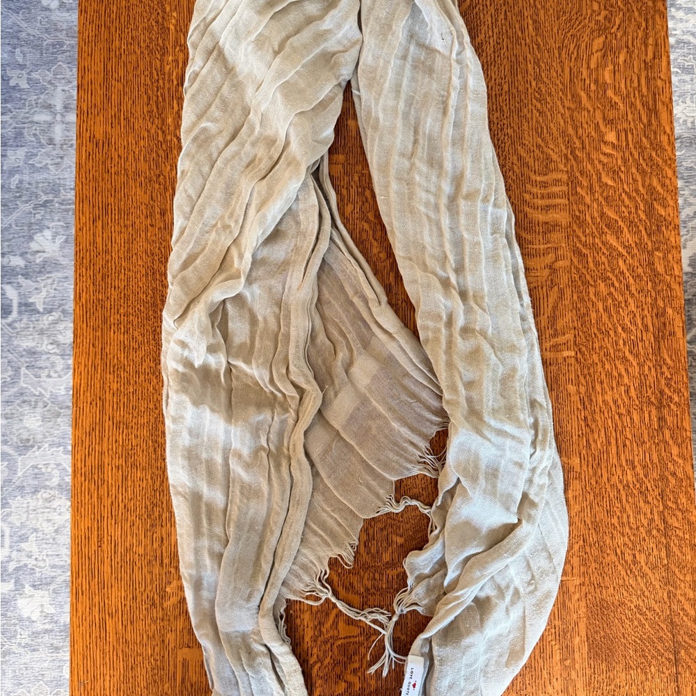 Love Quotes Linen Beige Gray Scarf